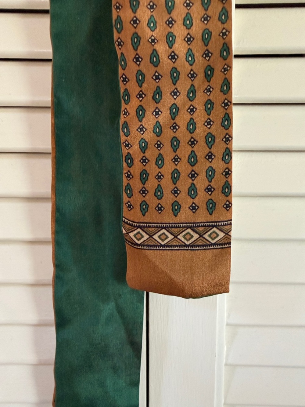Vintage Glentex Paisley Pattern Silk Scarf in Brown and Green